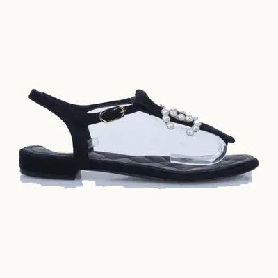 Zapatos Chanel CC Thong Perlas y negros, Talla 35.5