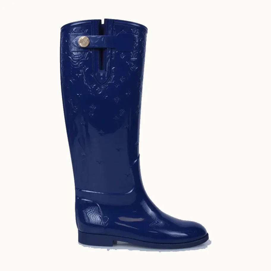 Botas Louis Vuitton Monogram Drops Rain Azules, Talla 36