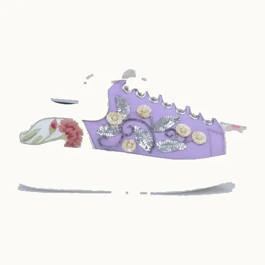 Zapatos Alexander McQueen Oversized Floral Embroidered Morados, Talla 37.5