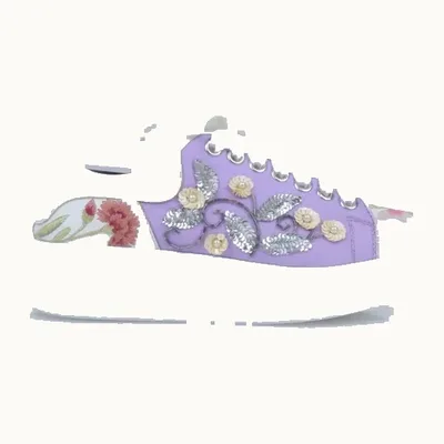 Alexander McQueen Oversized Floral Embroidered Shoes Purple, Size 37.5