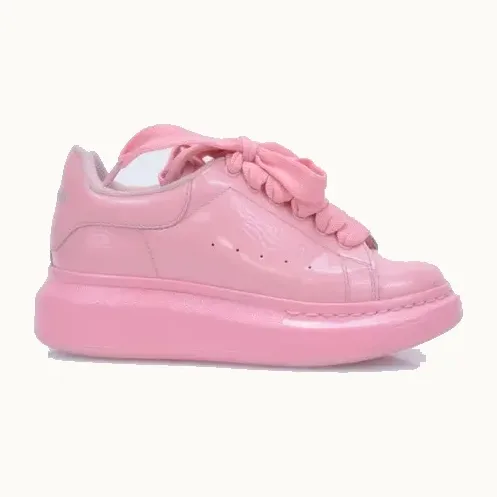 Zapatos Alexander McQueen Oversized Patent Kids Rosas, Talla 28