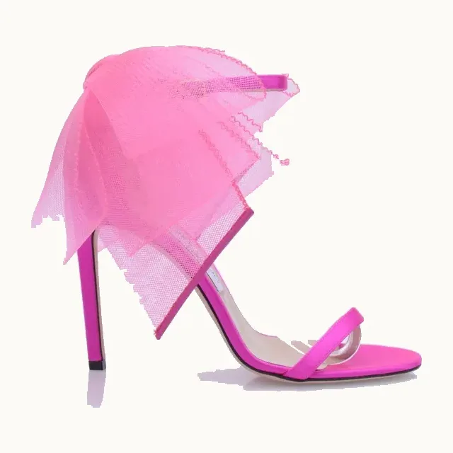 Zapatos Jimmy Choo Aveline 100 Satin Rosas, Talla 38