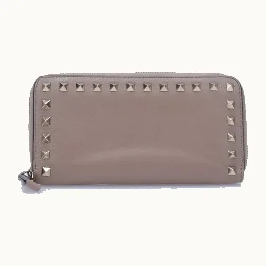 Billetera Zip Around Valentino Rockstud Nude