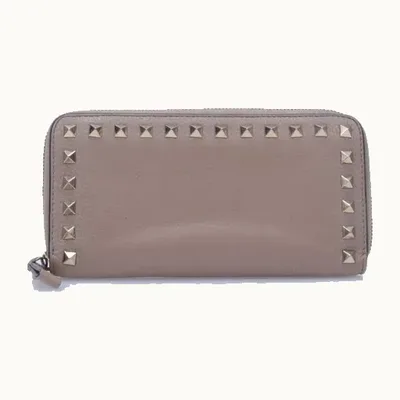 Billetera Zip Around Valentino Rockstud Nude