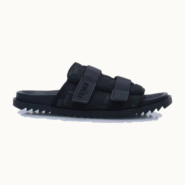 Sandalias Slide Fendi Strapped Negras, Talla 41
