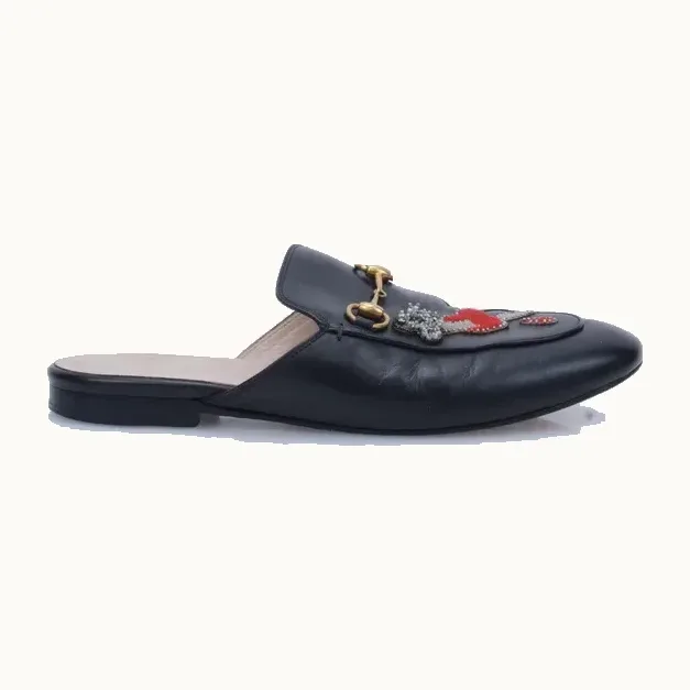 Zapatos Gucci Princetown Patches Negros, Talla 38