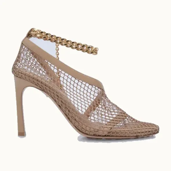 Zapatos Bottega Veneta Stretch Chunky Chain Nudes, Talla 36.5