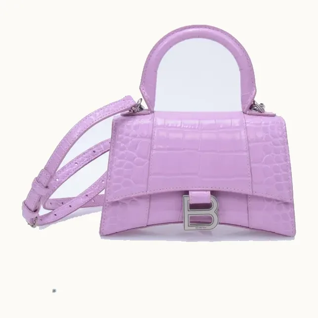 Bolso Balenciaga Hourglass XS Croc Embossed Morado