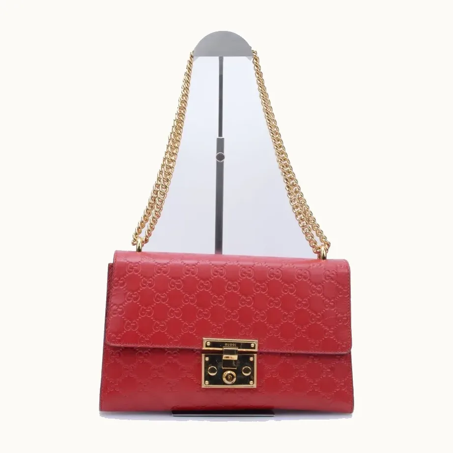 Gucci Padlock Medium Guccissima Shoulder Bag Red