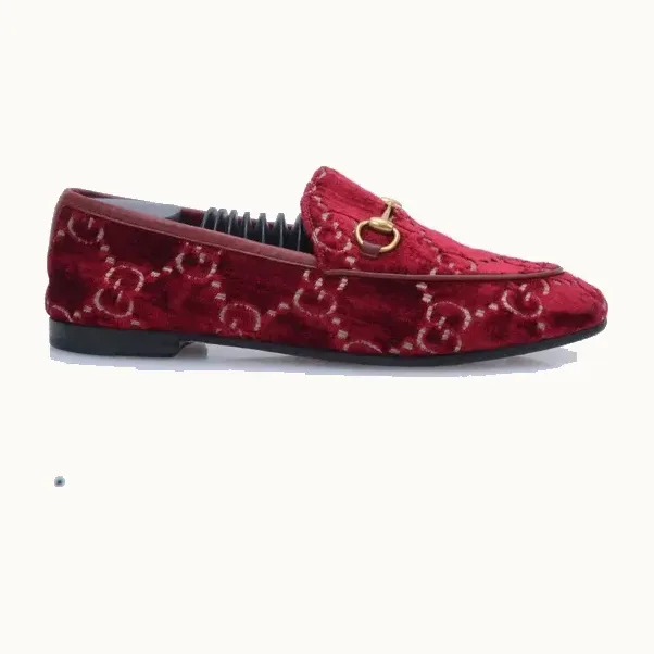 Zapatos Gucci Jordaan Velvet GG Rojos, Talla 36.5