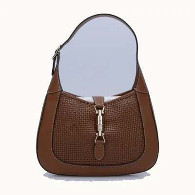 Bolso de Hombro Gucci Jackie 1961 Medium Woven Ltd Camel