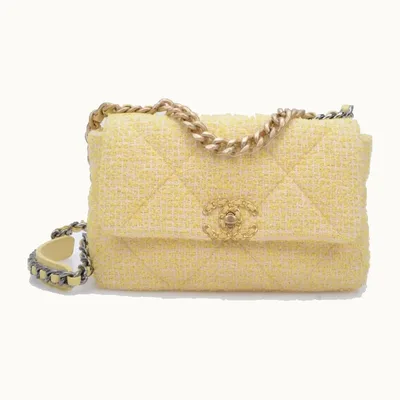 Bolso Crossbody Chanel 19 Medium Tweed Amarillo