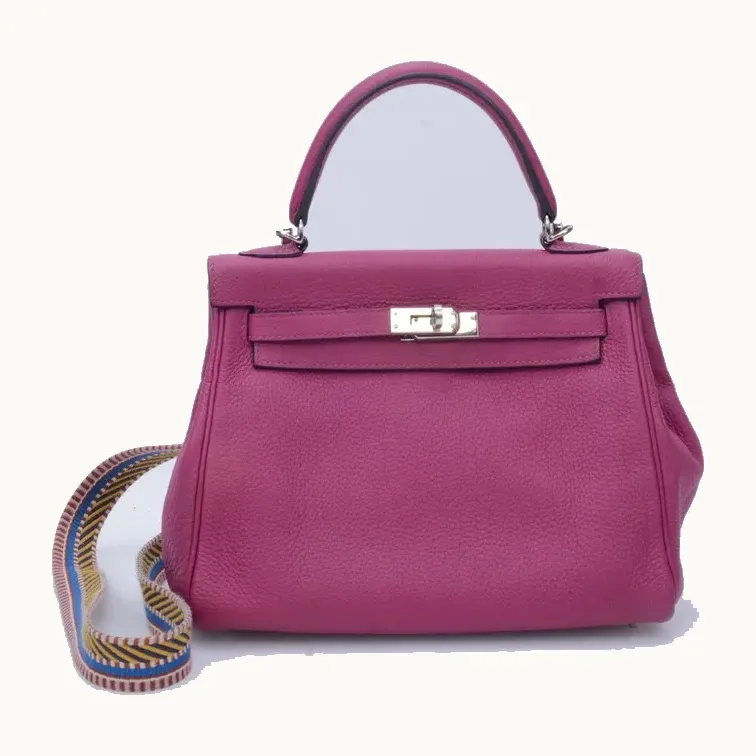 Bolso Kelly Hermès 25 Togo Retourné Custom Rosa y rosa