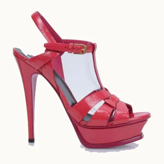 Zapatos Saint Laurent Tribute 135 Patent Rosas, Talla 38.5