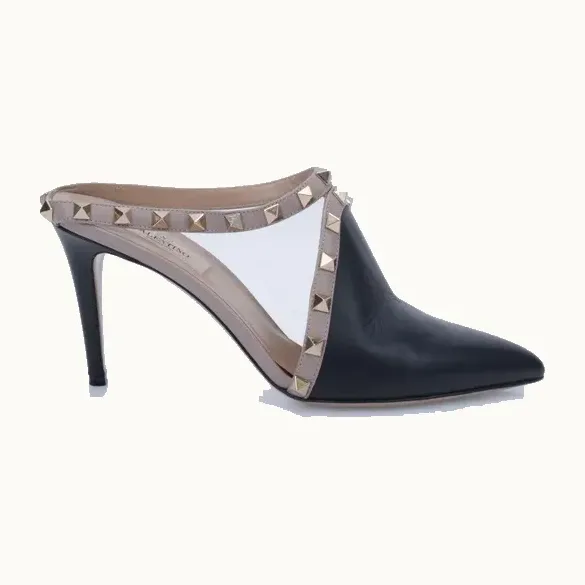 Mules Valentino Cut Out 90 Negras, Talla 36.5