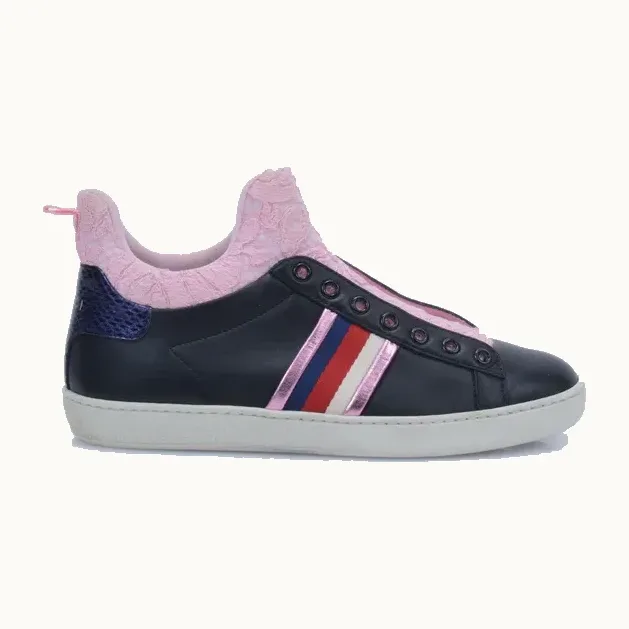 Tenis Gucci Sylvie Web Lace Negros, Talla 37