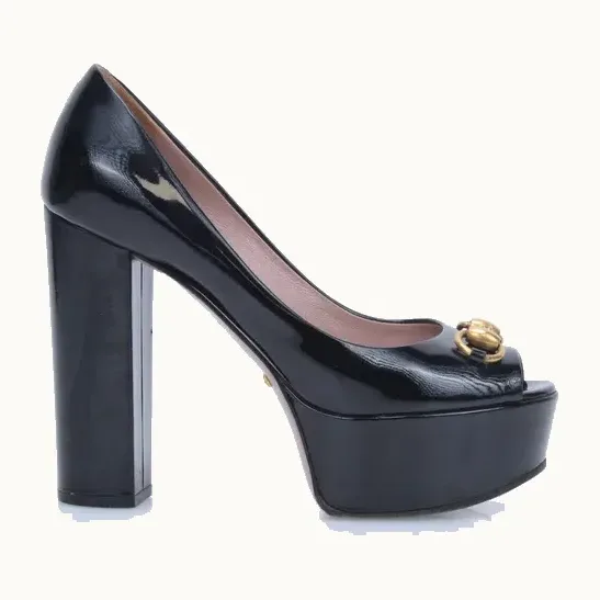 Mocasines Gucci Horsebit 1955 Patent Negros, Talla 36.5