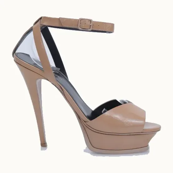Zapatos Saint Laurent Tribute Lips Patent Nudes, Talla 38.5