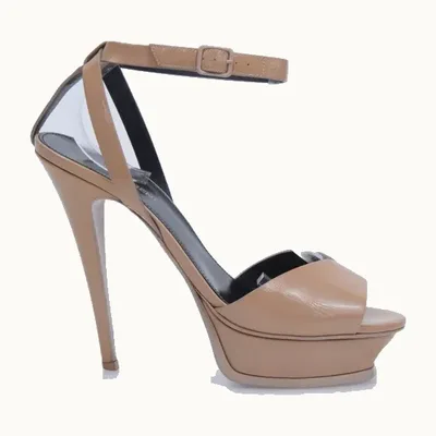 Saint Laurent Tribute Lips Patent Shoes Nude, Size 38.5