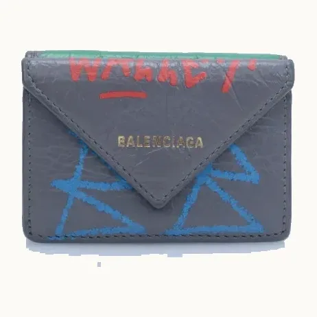 Billetera Balenciaga Papier Graffiti Gris