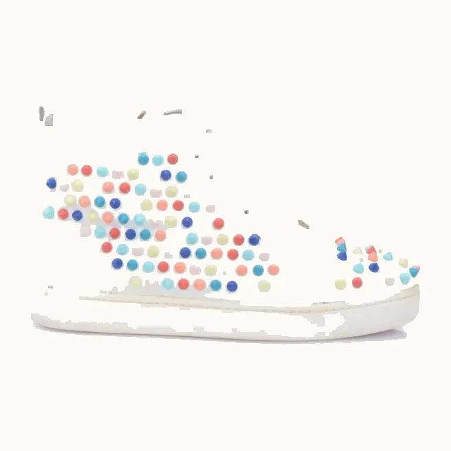 Zapatos Christian Louboutin Louis Spikes Ht Blancos, Talla 36.5