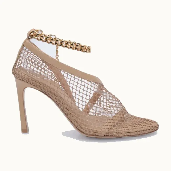 Zapatos Bottega Veneta Stretch Chunky Chain Nudes, Talla 39