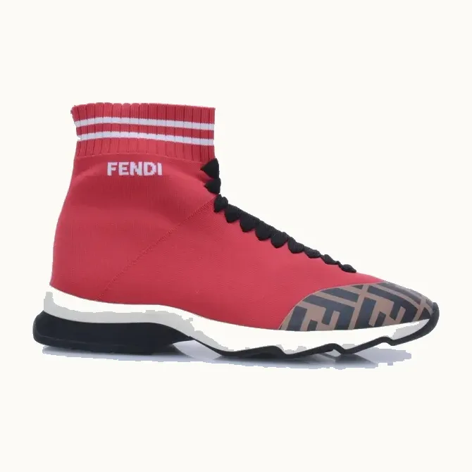 Zapatos Fendi Ff Sock High Rojos, Talla 38