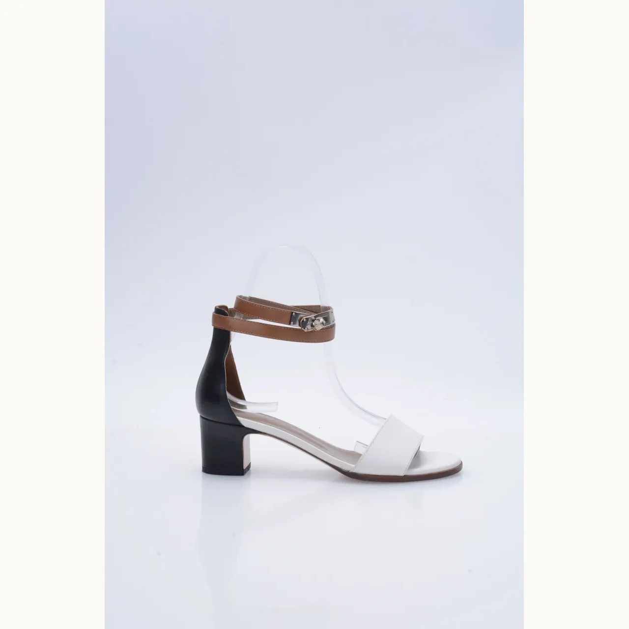 Zapatos Hermès Manege 50 Tricolor Blancos, Talla 36