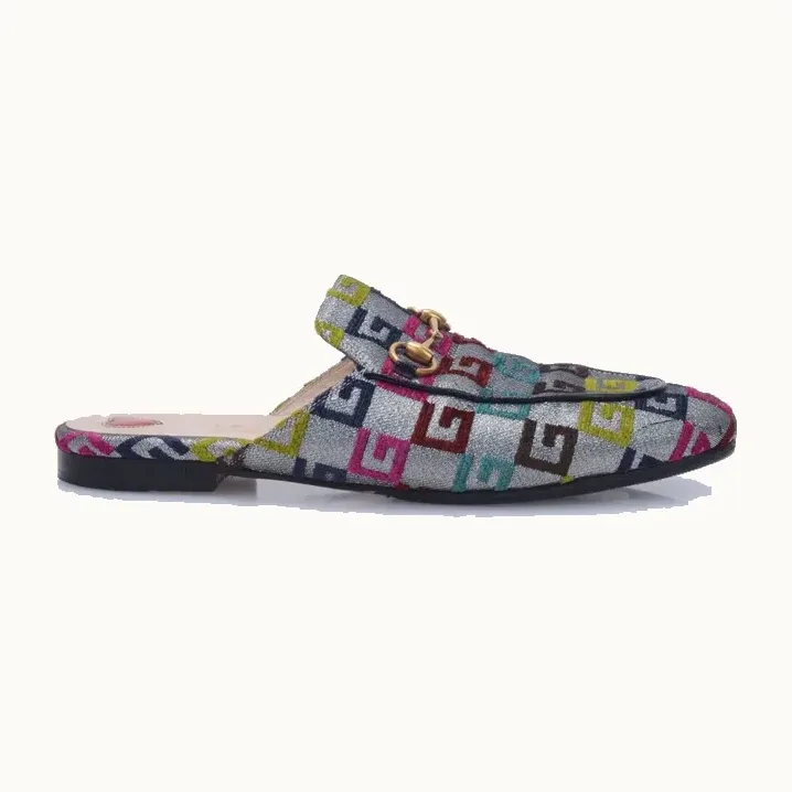 Zapatos Gucci Princetown Lurex Plateados, Talla 38.5