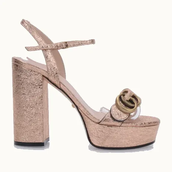 Zapatos Gucci Marmont GG 120 Dorados, Talla 36