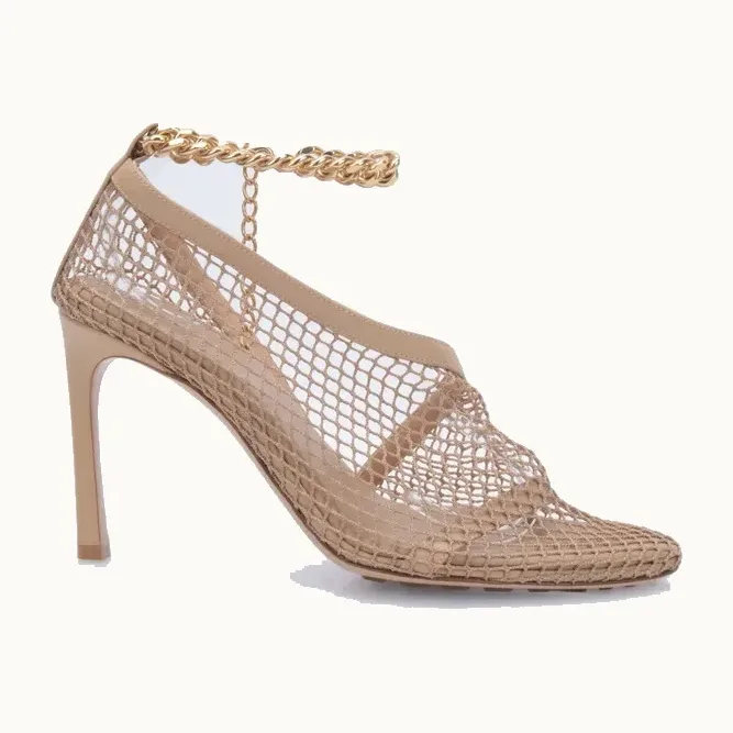 Zapatos Bottega Veneta Stretch Chunky Chain Nudes, Talla 38.5