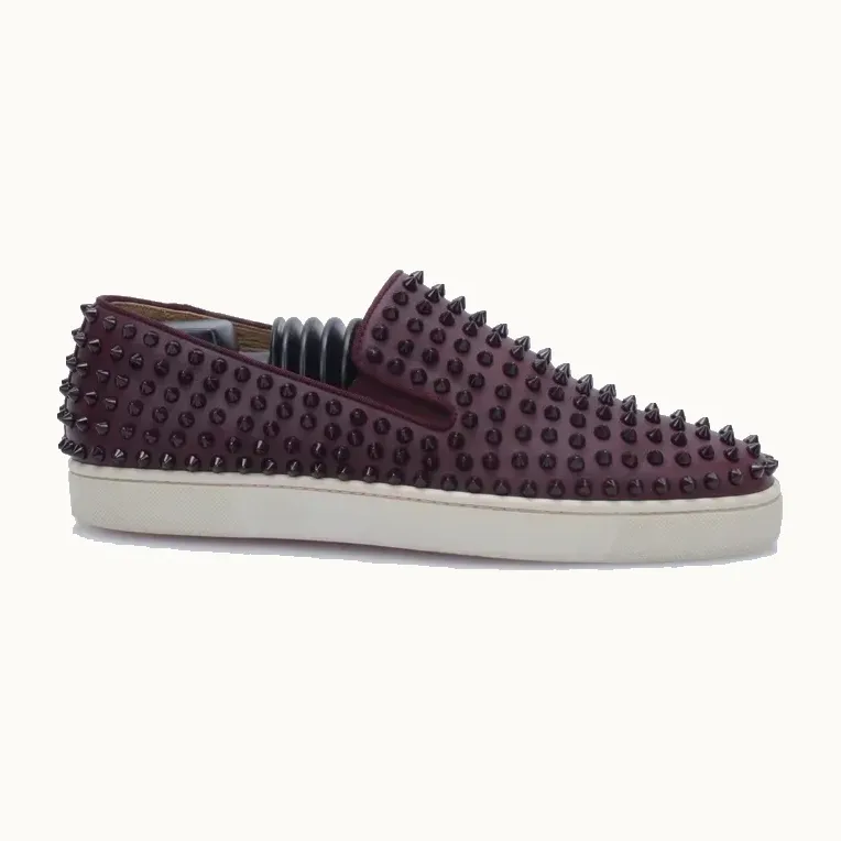 Zapatos Christian Louboutin Roller Boat Spikes Vinos, Talla 42.5