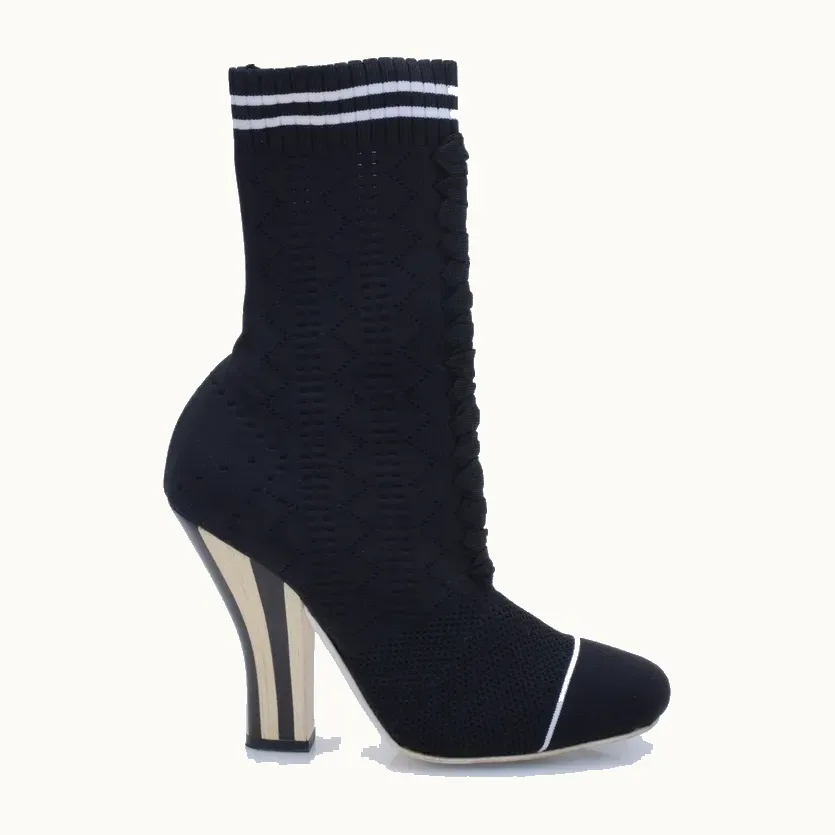 Zapatos Fendi Rockoko Knit Negros, Talla 37