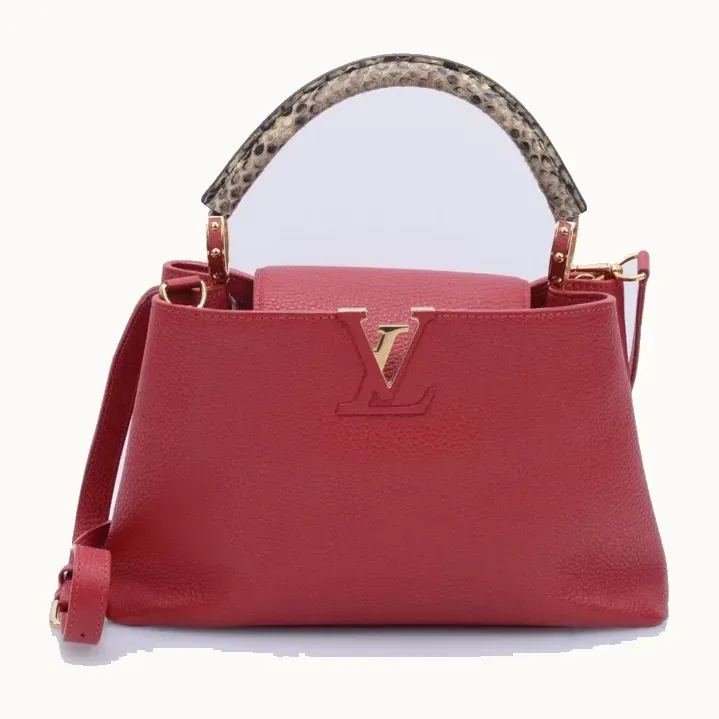 Bolso de Mano Louis Vuitton Capucines Python Handle Rojo