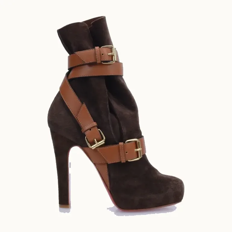 Zapatos Christian Louboutin Guerriere 120 Suede Cafés, Talla 38