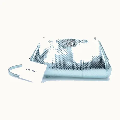 Bolso Salvatore Ferragamo Reptile Print Metallic Turquesa