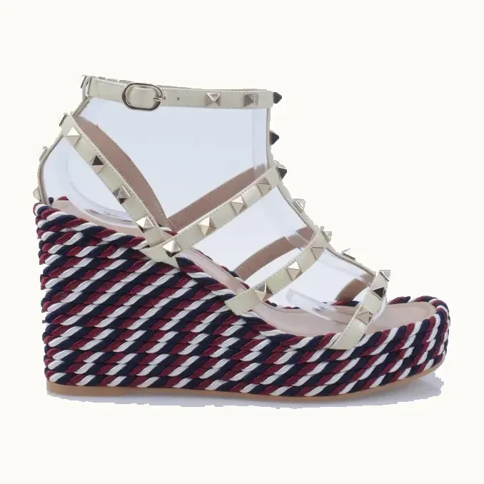 Zapatos Valentino Rockstud Strappy Blancos, Talla 37