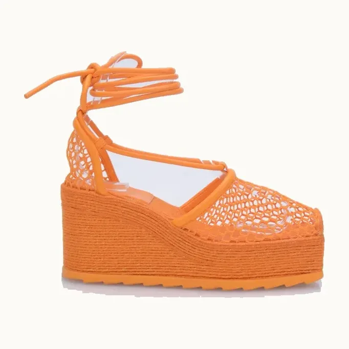 Alpargatas Bottega Veneta Stretch Sporty Web Naranjas, Talla 36