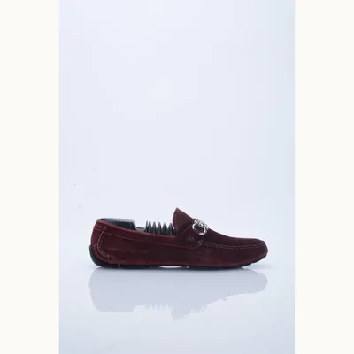 Salvatore Ferragamo Parigi Gancini Print Shoes Burgundy, Size 9
