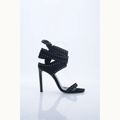 Saint Laurent Mica Wrap Shoes Black, Size 37.5