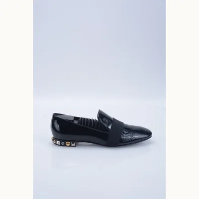 Louis Vuitton Studded Patent Shoes Black, Size 38