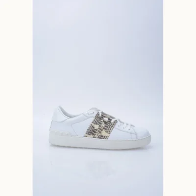 Valentino Open Snakeskin Shoes White, Size 39