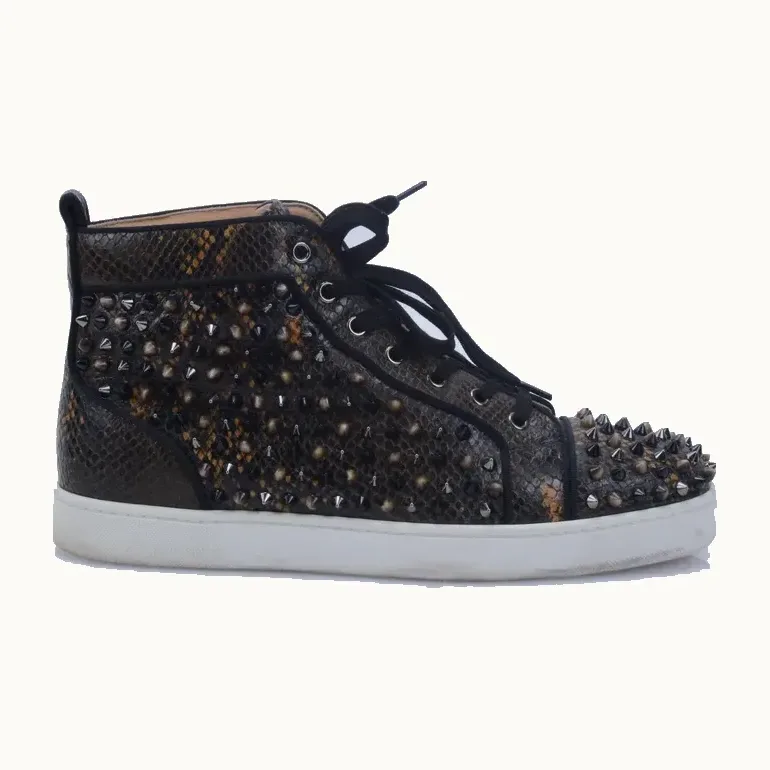 Zapatos Christian Louboutin Louis Orlato Amazonia Spike Cafés, Talla 43