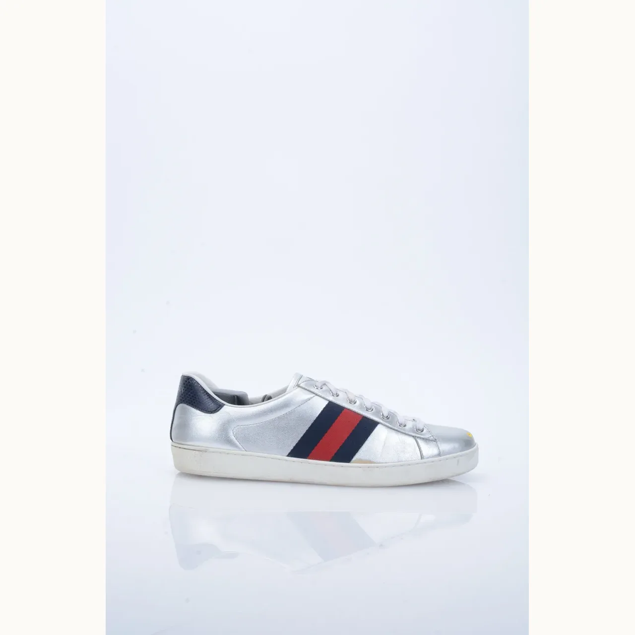 Zapatos Gucci Ace Plateados, Talla 43.5