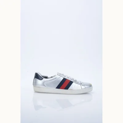 Zapatos Gucci Ace Plateados, Talla 43.5