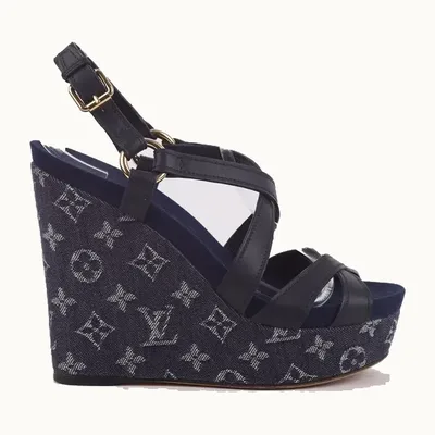 Louis Vuitton Denim Ocean Criss Cross Shoes, Size 38.5