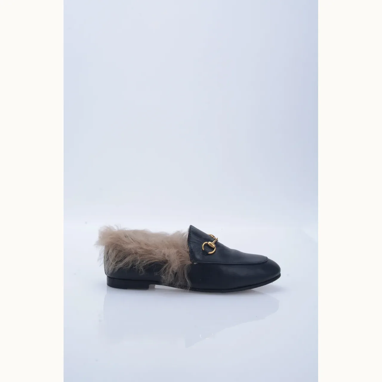 Zapatos Gucci Jordaan Fur Negros, Talla 36