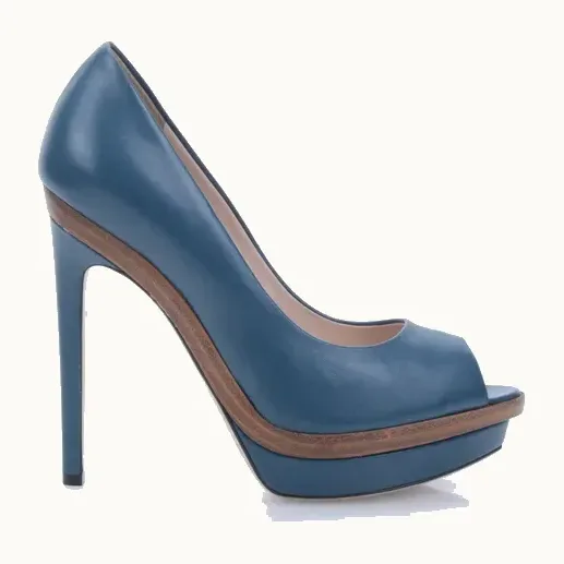 Tacones Fendi Simple Azules, Talla 36