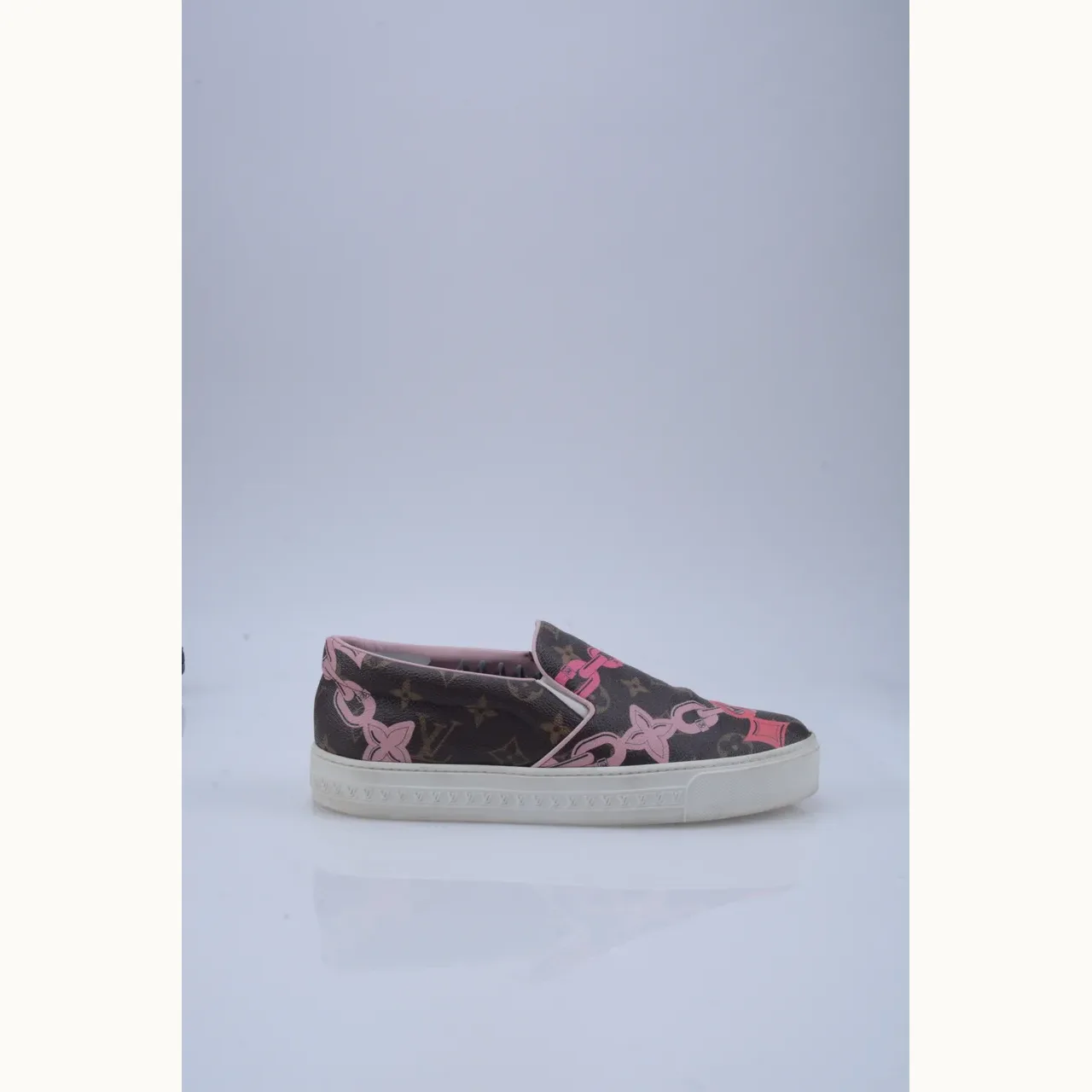 Zapatos Louis Vuitton Chain Print Harbor Cafés y rosas, Talla 39