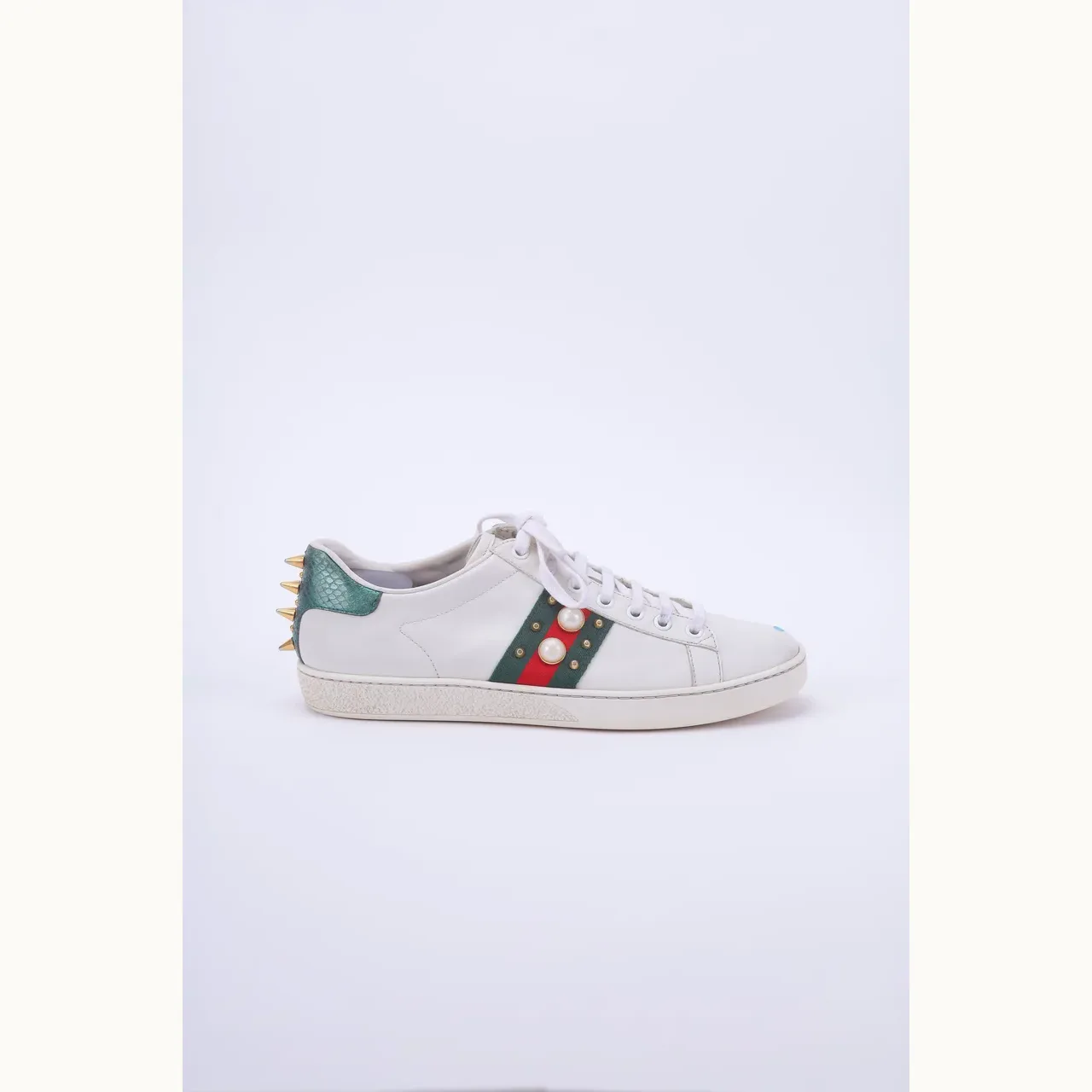 Zapatos Gucci Ace Pearls Blancos, Talla 35.5